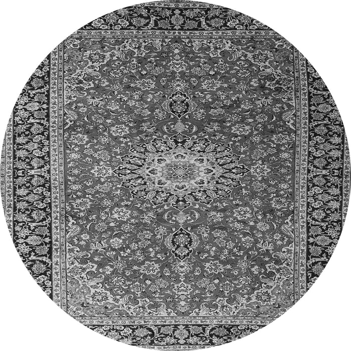 Machine Washable Medallion Gray Traditional Rug, wshtr1197gry