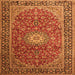 Serging Thickness of Medallion Orange Traditional Rug, tr1197org