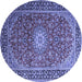 Round Medallion Blue Traditional Rug, tr1197blu