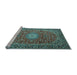 Sideview of Machine Washable Medallion Light Blue Traditional Rug, wshtr1197lblu