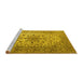 Sideview of Machine Washable Medallion Yellow Traditional Rug, wshtr1198yw