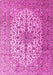 Machine Washable Medallion Pink Traditional Rug, wshtr1198pnk