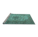 Sideview of Machine Washable Medallion Light Blue Traditional Rug, wshtr1198lblu