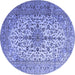 Round Medallion Blue Traditional Rug, tr1198blu