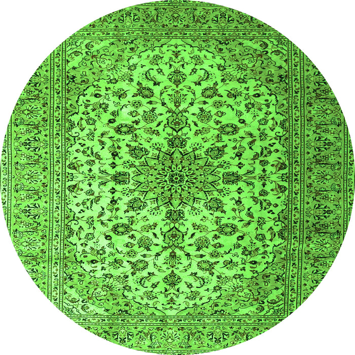 Square Medallion Green Traditional Rug, tr1198grn