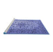 Sideview of Machine Washable Medallion Blue Traditional Rug, wshtr1198blu