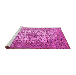 Sideview of Machine Washable Medallion Pink Traditional Rug, wshtr1198pnk