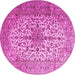 Round Medallion Pink Traditional Rug, tr1198pnk