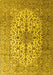 Machine Washable Medallion Yellow Traditional Rug, wshtr1198yw