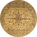 Round Medallion Brown Traditional Rug, tr1198brn