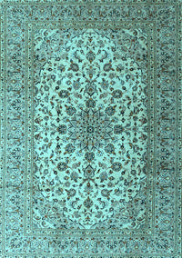 Medallion Light Blue Traditional Rug, tr1198lblu