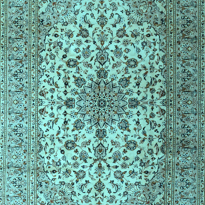 Machine Washable Medallion Light Blue Traditional Rug, wshtr1198lblu