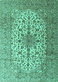 Medallion Turquoise Traditional Rug, tr1198turq