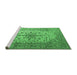 Sideview of Machine Washable Medallion Emerald Green Traditional Area Rugs, wshtr1198emgrn