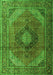 Serging Thickness of Machine Washable Medallion Green Traditional Area Rugs, wshtr1199grn