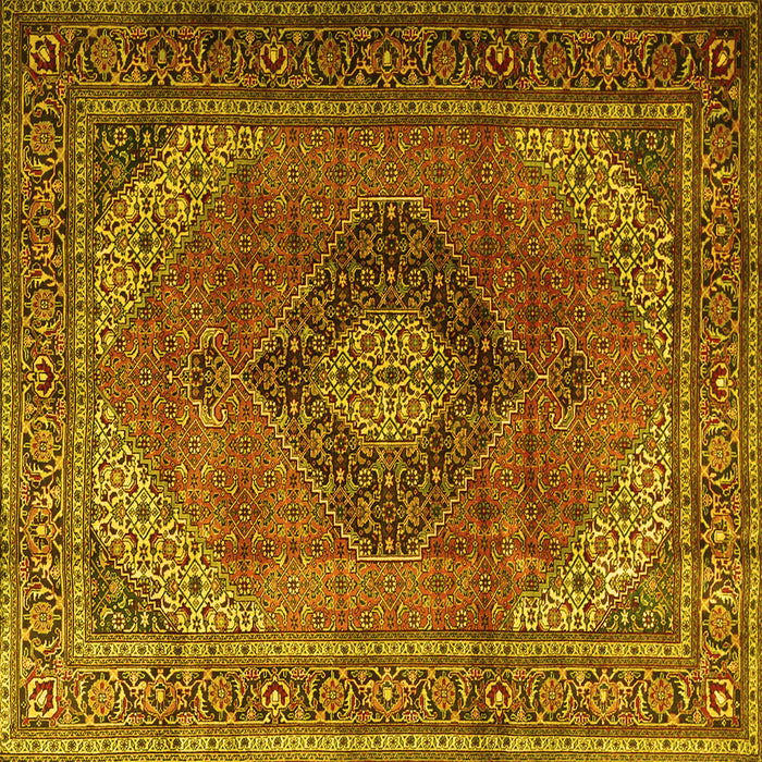 Square Medallion Yellow Traditional Rug, tr1199yw
