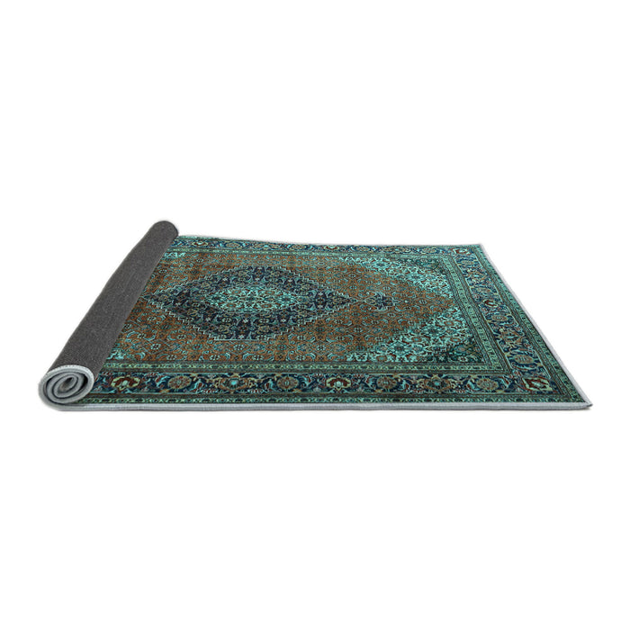 Sideview of Medallion Light Blue Traditional Rug, tr1199lblu