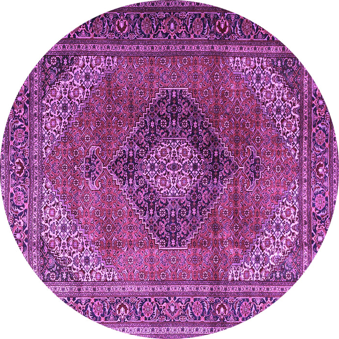 Round Medallion Purple Traditional Rug, tr1199pur