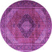 Round Medallion Purple Traditional Rug, tr1199pur