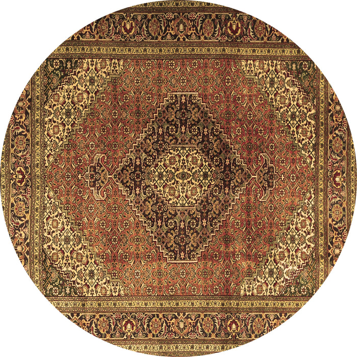 Round Medallion Brown Traditional Rug, tr1199brn