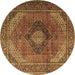 Round Medallion Brown Traditional Rug, tr1199brn