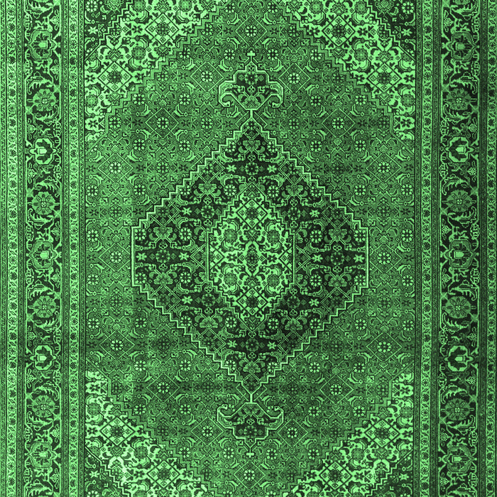 Machine Washable Medallion Emerald Green Traditional Area Rugs, wshtr1199emgrn