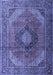 Machine Washable Medallion Blue Traditional Rug, wshtr1199blu