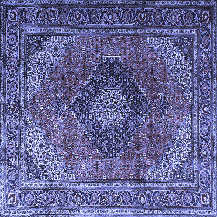 Square Machine Washable Medallion Blue Traditional Rug, wshtr1199blu