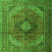 Round Machine Washable Medallion Green Traditional Area Rugs, wshtr1199grn