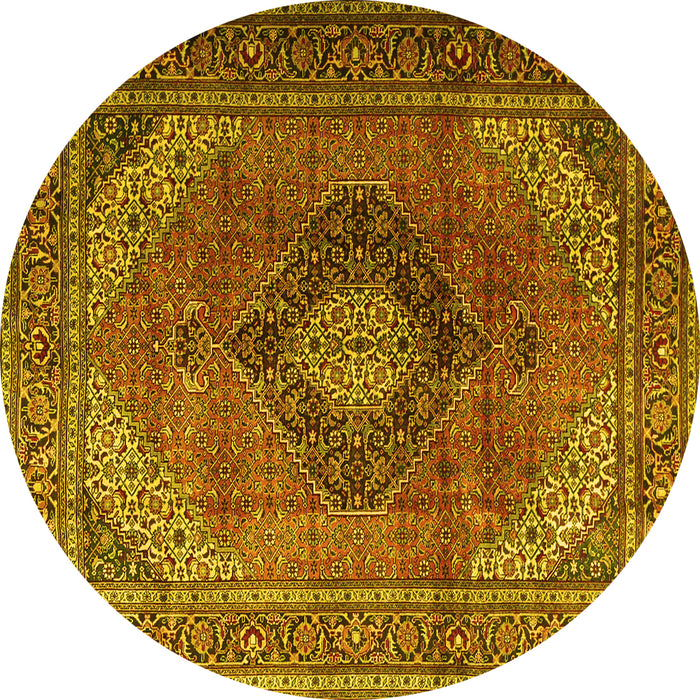 Round Medallion Yellow Traditional Rug, tr1199yw