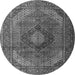 Machine Washable Medallion Gray Traditional Rug, wshtr1199gry