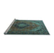 Sideview of Machine Washable Medallion Light Blue Traditional Rug, wshtr1199lblu