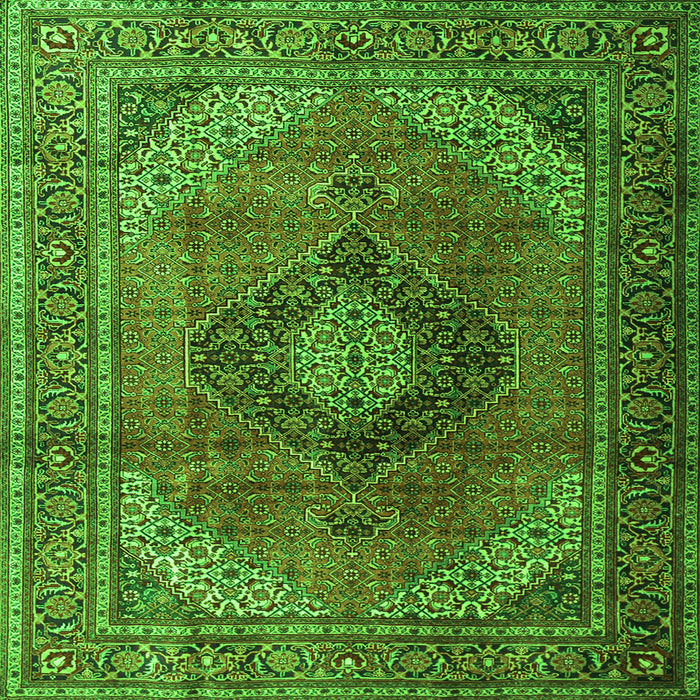 Serging Thickness of Medallion Green Traditional Rug, tr1199grn