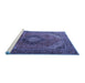 Sideview of Machine Washable Medallion Blue Traditional Rug, wshtr1199blu