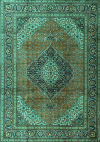 Medallion Turquoise Traditional Rug, tr1199turq