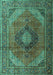 Medallion Turquoise Traditional Rug, tr1199turq