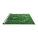 Sideview of Machine Washable Medallion Emerald Green Traditional Area Rugs, wshtr1199emgrn