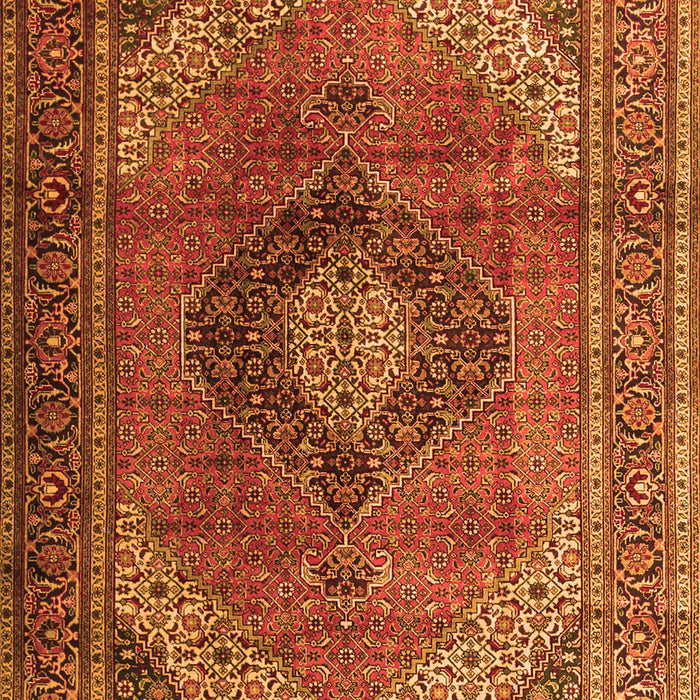 Serging Thickness of Machine Washable Medallion Orange Traditional Area Rugs, wshtr1199org