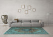 Machine Washable Medallion Light Blue Traditional Rug in a Living Room, wshtr1199lblu