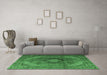 Machine Washable Medallion Emerald Green Traditional Area Rugs in a Living Room,, wshtr1199emgrn