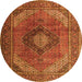 Machine Washable Medallion Orange Traditional Area Rugs, wshtr1199org