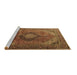 Sideview of Machine Washable Medallion Brown Traditional Rug, wshtr1199brn