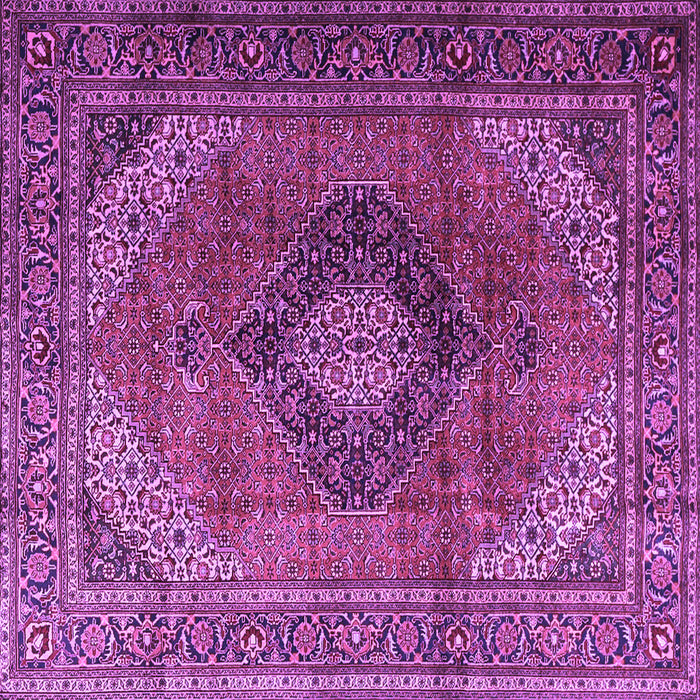 Square Machine Washable Medallion Purple Traditional Area Rugs, wshtr1199pur