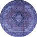 Round Medallion Blue Traditional Rug, tr1199blu