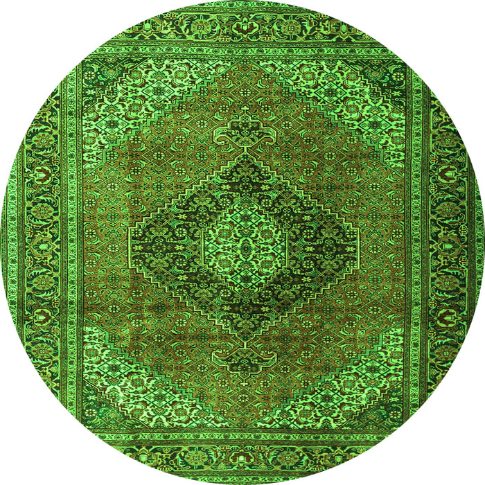 Square Medallion Green Traditional Rug, tr1199grn