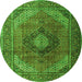 Square Medallion Green Traditional Rug, tr1199grn