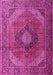 Machine Washable Medallion Pink Traditional Rug, wshtr1199pnk