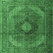 Square Medallion Emerald Green Traditional Rug, tr1199emgrn