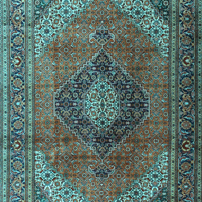 Machine Washable Medallion Light Blue Traditional Rug, wshtr1199lblu