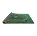 Sideview of Medallion Turquoise Traditional Rug, tr1199turq